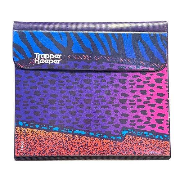 Trapper Keeper Binder Portfolio 3-Ring Folders Clip Board Animal Print Retro Sty - Picture 7 of 7